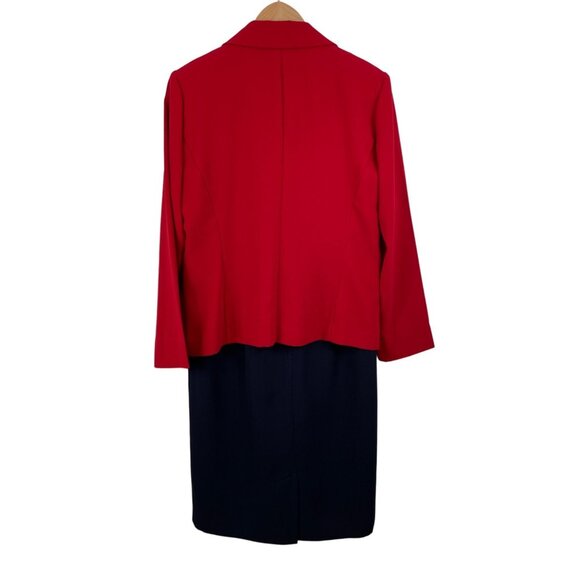 Studio I Women SIze 8 Red & Blue Sleeveless Dress Suit Jacket Set Nautical - Picture 3 of 15